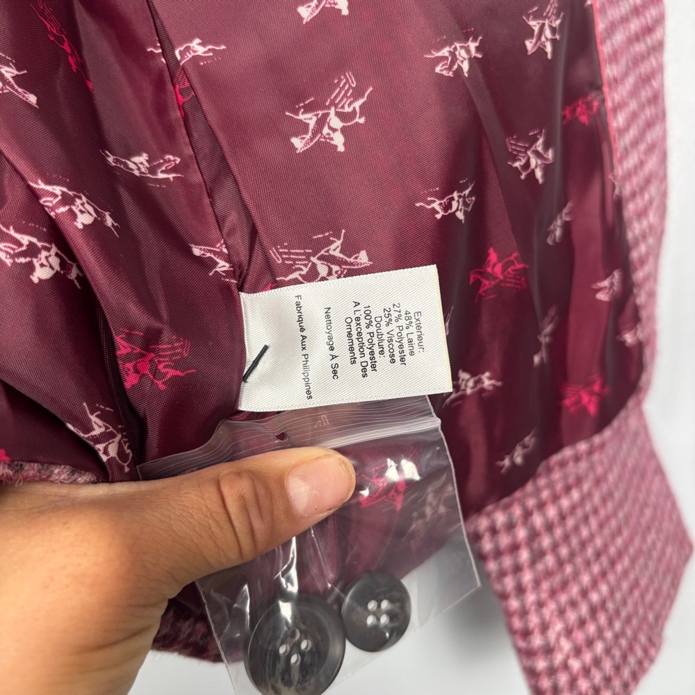 NWT Women’s Talbots wool Pink Houndstooth Blazer Size 2 - Picture 11 of 13